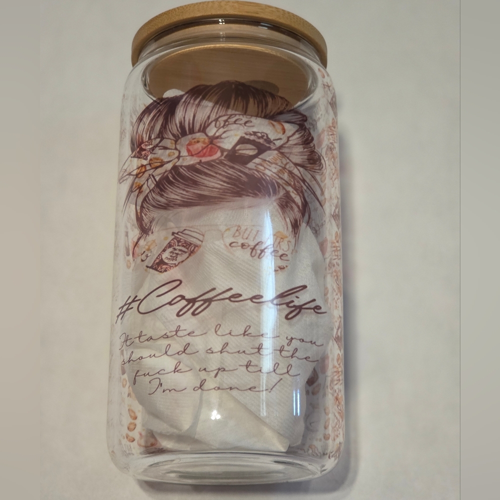 16iz Glass Can with Bamboo Lid